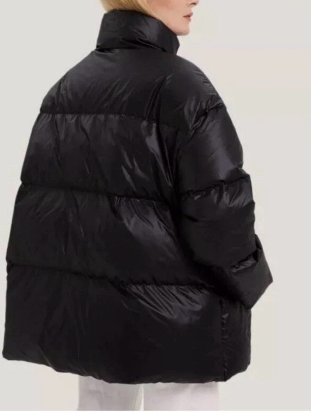 Gentle Herd Women's Black Oversized Puffer Jacket - Classic Warmth Sz L